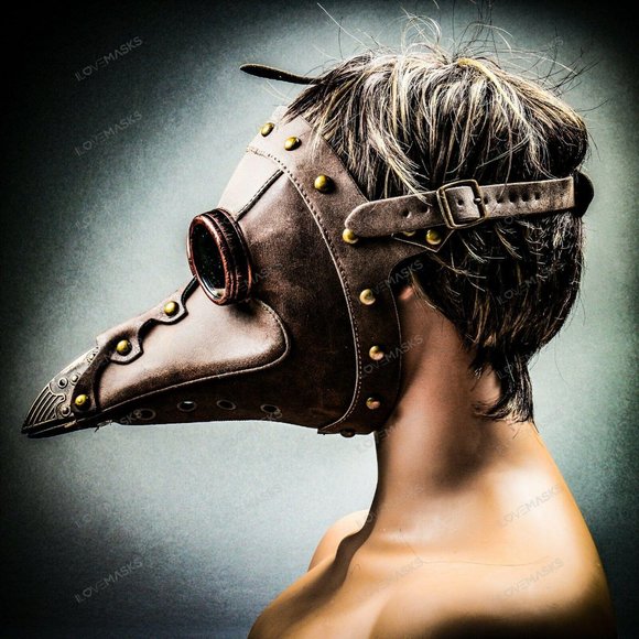 Halloween Plague Doctor Bird Nose Full Mask Brown - Picture 4 of 11